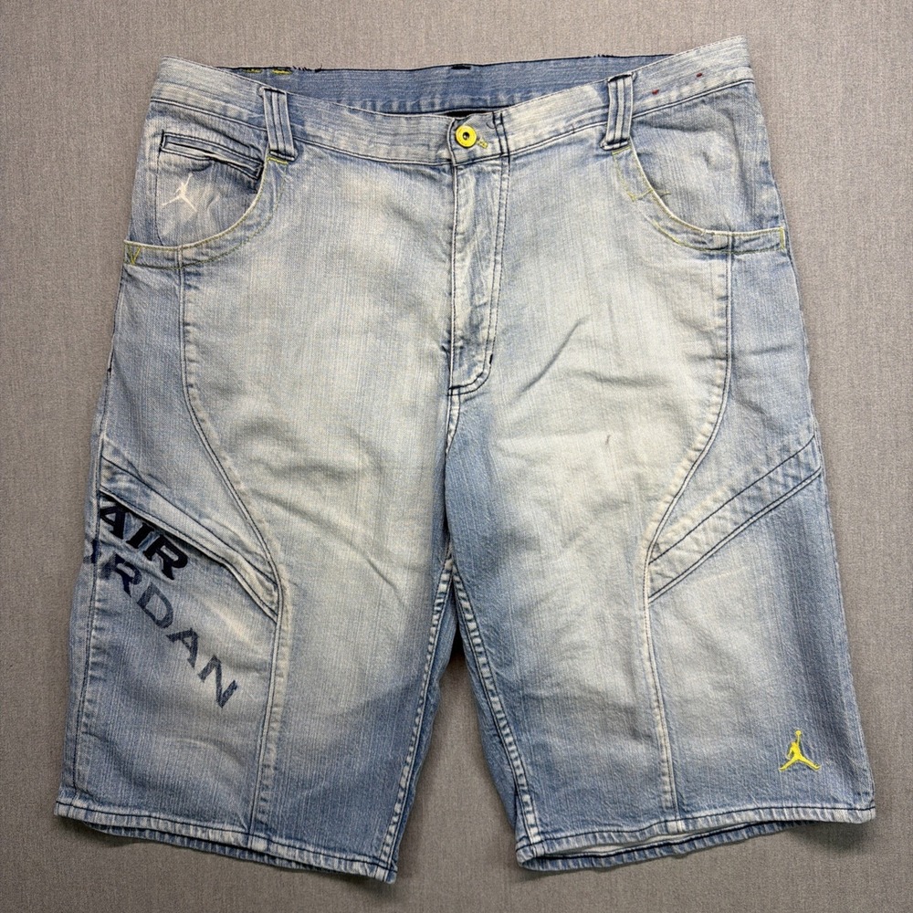 Vintage Air Jordan Blue Denim Skater Grunge Jean Shorts Men's Size 38
